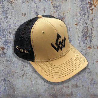 tan and black hat